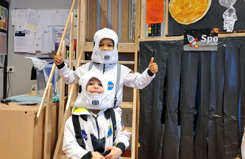 children playing astronauts